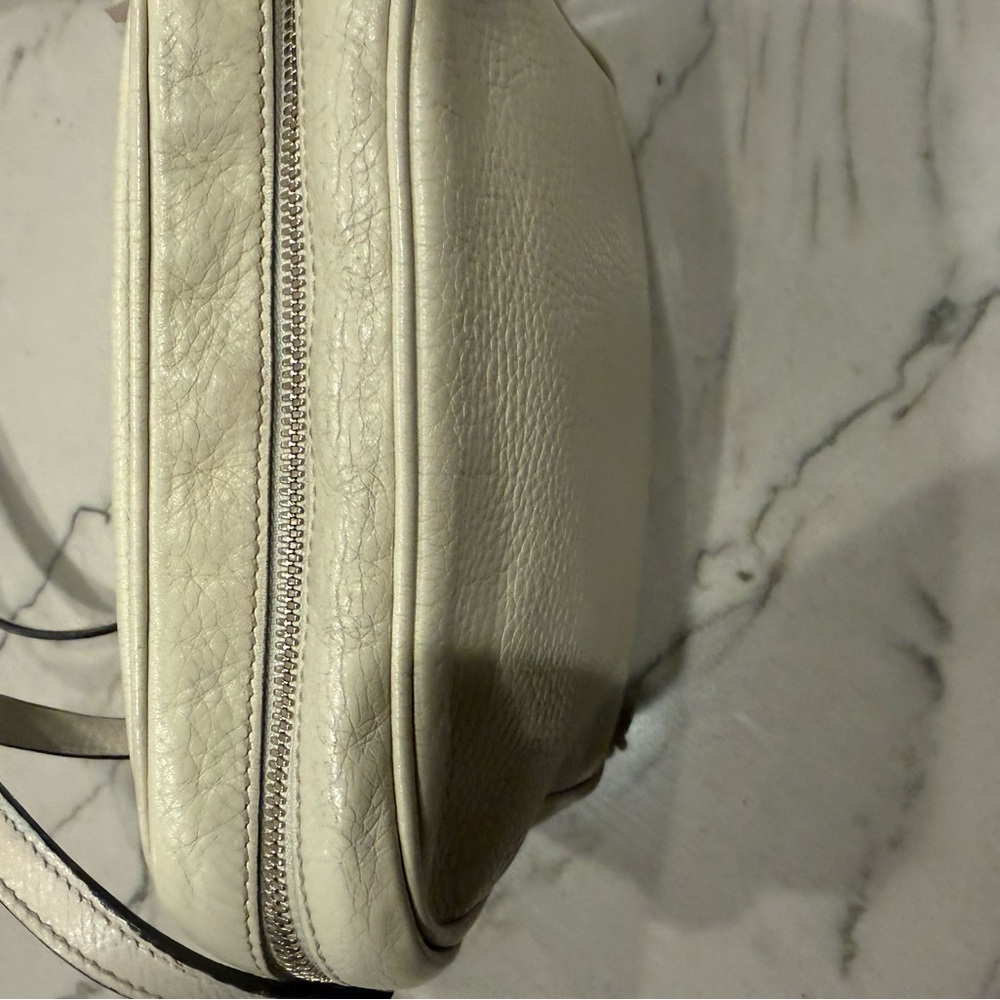 Gucci Soho Disco Crossbody Bag Cream Pebbled Leather Tassel Authentic - Picture 16 of 16
